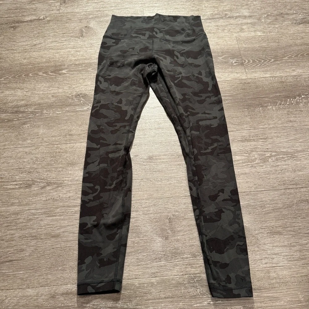 Lululemon Leggings Womens 8 Gray Camo Align HR Pant Active Gym Yoga LW5BSZS
